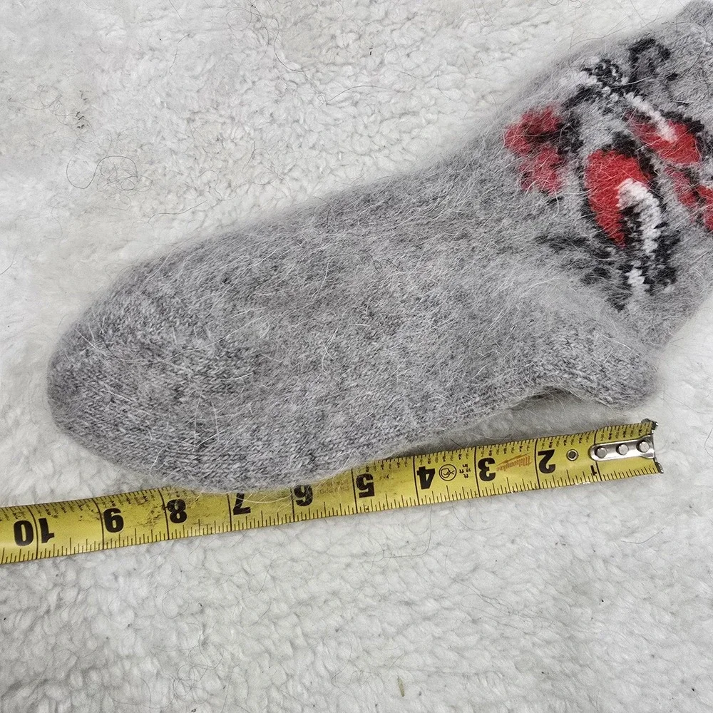 Handmade Goat Down Wool Socks Gray Bullfinch Winter Warm Soft‎ Fuzzy Unisex